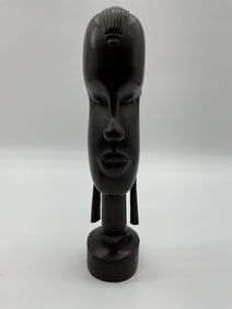 African Hand-Carved Wooden Female Bust