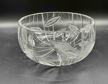 Cut Crystal Bowl with Leaf Motif