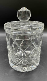 Lidded Cut Crystal Jar with Starburst Base