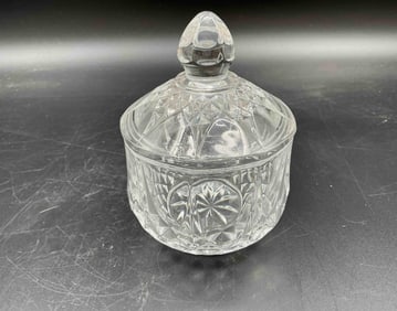 Small Diamond-Cut Crystal Lidded Jar