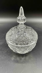 Lidded Round Crystal Bowl with Finial