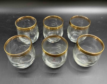 Set of 6 Pasabahce Tumblers with Gold Rim - Turkey