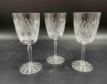 Set of 3 Vintage Cut Crystal Wine Glasses