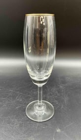 Single Clear Champagne Flute with Gold Rim