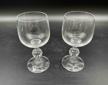 Pair of Plain Clear Glass Goblets