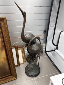 Pair of Bronze Cranes