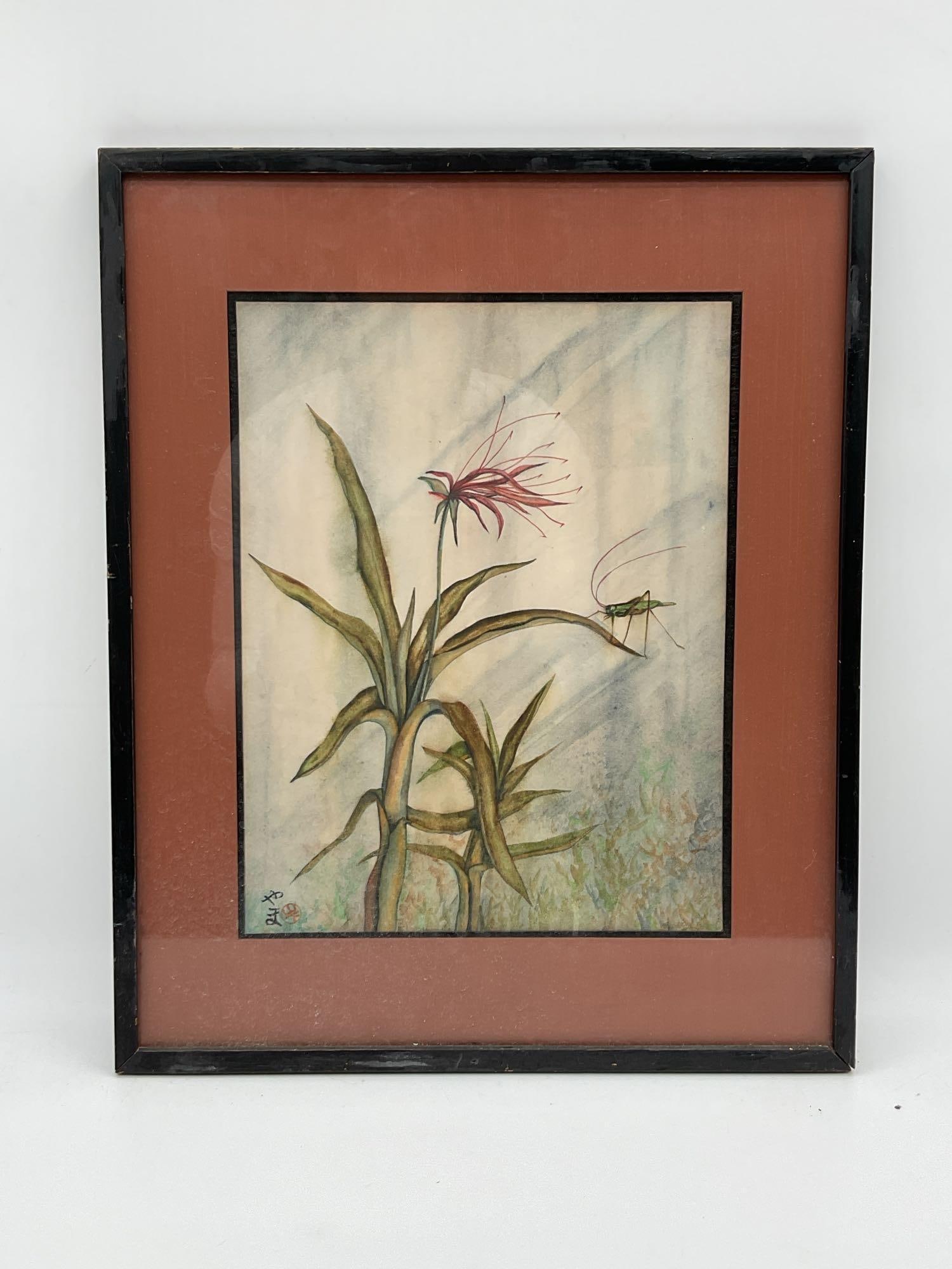 Asian Botanical Illustration with Grasshopper (1 of 3)