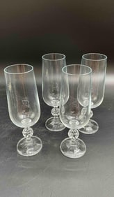 Set of 4 Faceted Stem Clear Water Goblets