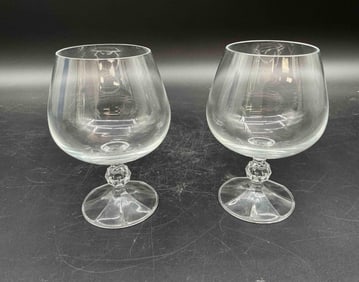 Pair of Clear Crystal Brandy Snifters