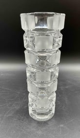 Modern Geometric Crystal Vase with Frosted Accents