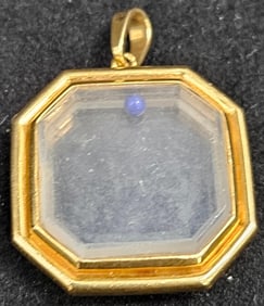 Cartier 18K Yellow Gold Crystal Pendant with Floating Lapis Bead