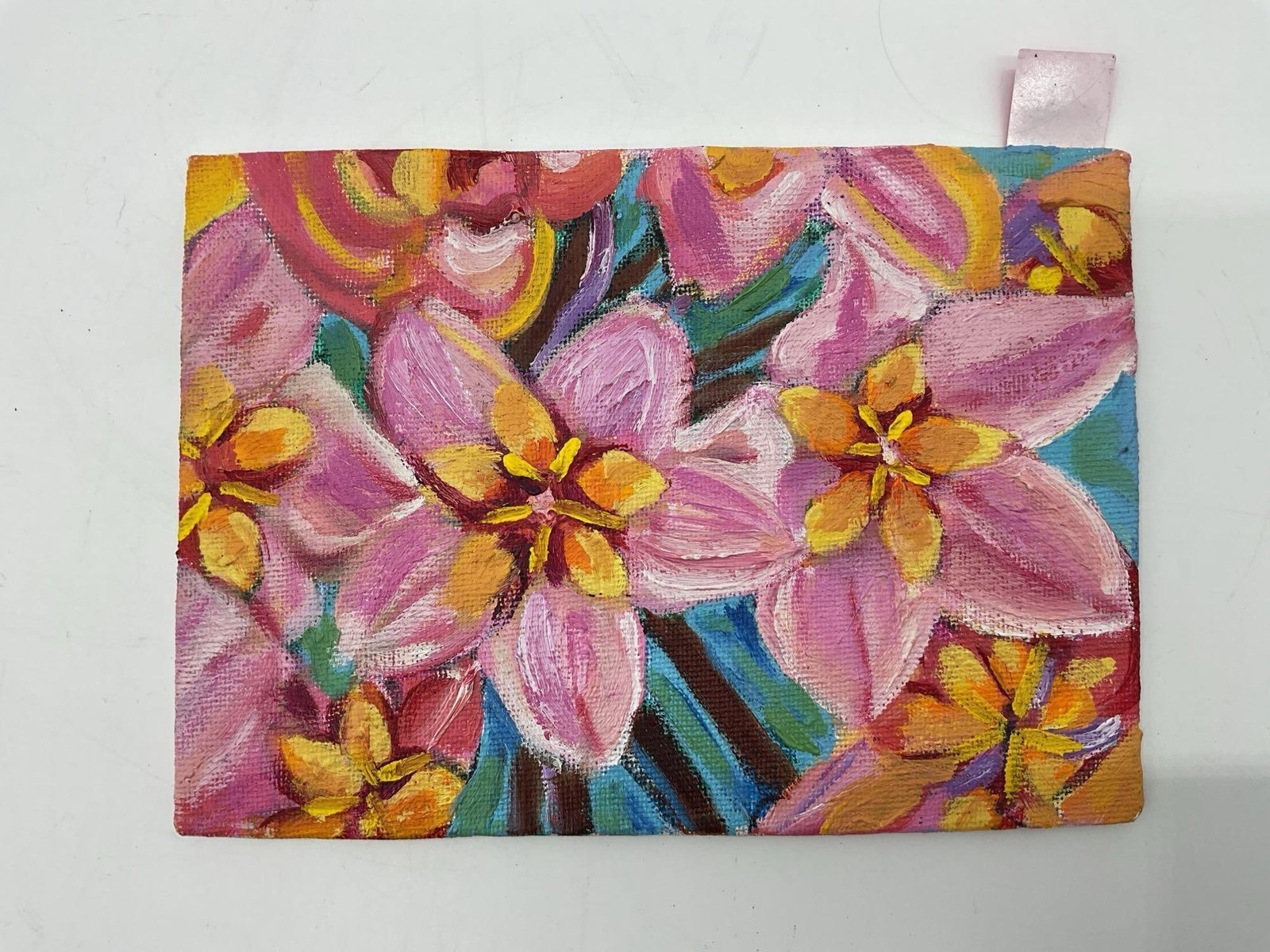 Small Floral Painting on Canvas Panel -Signed, Cindy Perkins (1 of 2)