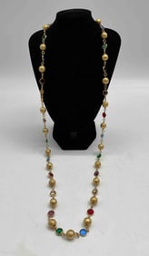 Multicolor Beaded Necklace with Gold-Tone Accents