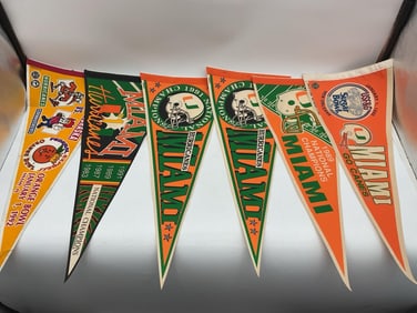 Vintage University of Miami Hurricanes Pennant Collection (Set of 7)