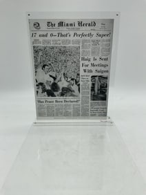 Miami Herald Front Page – 1973 Miami Dolphins Perfect Season Commemorative Display