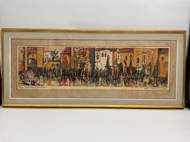 "Umbrian Procession" by Mel Silverman (American,1931-1966) Woodcut