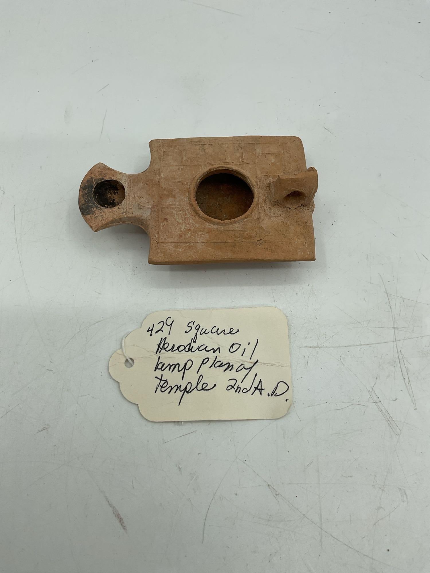 RARE Square Herodian Oil Lamp Planoy Temple 2nd A.D (1 of 5)