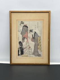 Japanese Ukiyo-e Woodblock Print in the Style of Utamaro