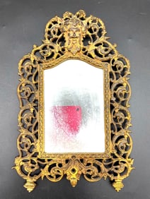 Antique Brass Vanity Mirror with Satyr Motif