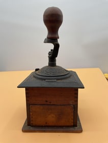 Late 19th to Early 20th Century Cast Iron and Wood Coffee Grinder- Macinacaffe