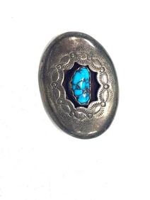 Vintage Navajo Sterling Silver Brooch with Turquoise