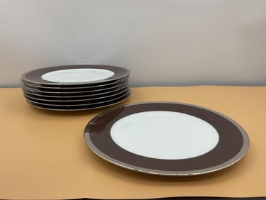 Set of 8 Haviland Limoges "Laque de Chine" Chocolat Dinner Plate
