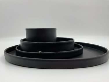 Set of Black Leather Vide-Poches - Set of 5