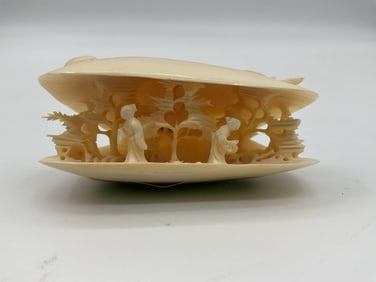Chinese Carved Clam Shell Diorama