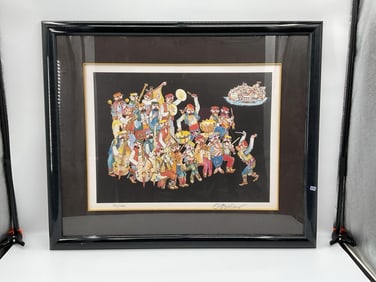 "Folk Parade Celebration" by Jovan Obican (French, 1918-1986) Lithograph