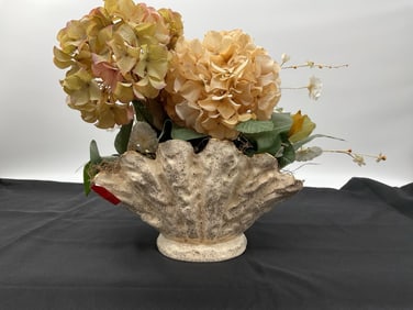Vintage Speckled Ceramic Shell Shaped Floral Planter, by Hedi Schoop