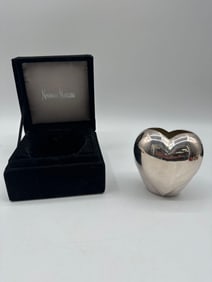 Neiman Marcus Sculptural Silver Heart Paperweight in Box