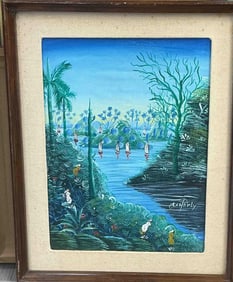 Haitian Landscape by Ermistral Charles "Thialy" (Haiti, b.1937) Oil on Canvas