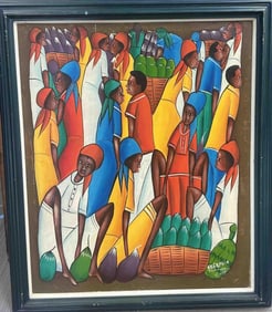 Market Scene Painting by Seraphin (Haiti)