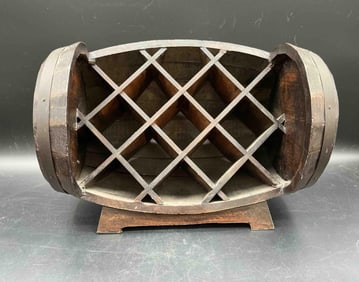 Rustic Barrel-Style Wooden Wine Rack