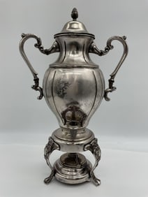 Victorian-Style Silverplate Samovar with Ornate Base and Spout
