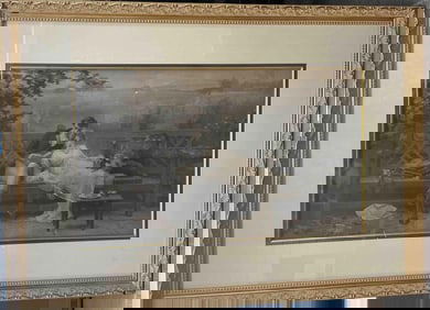 Framed Victorian Garden Romance Print After Marcus Stone