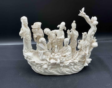 Chinese Porcelain Figurine of the Eight Immortals on Boat