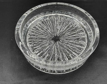 Kosta Boda Style Textured Crystal Bowl - Signed Daum Bowl
