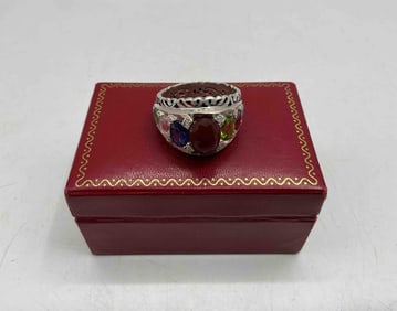 Bold Multi-Gemstone Sterling Silver Ring