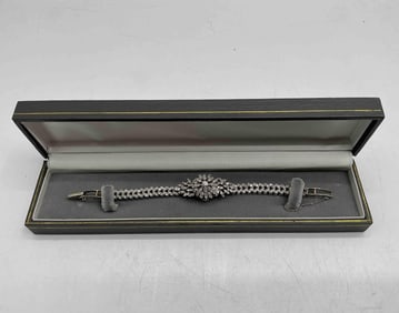 Diamond-Accented Ladies Watch in White Gold Tone