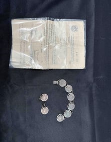 Mexican Sterling Silver Aztec Calendar Jewelry Set