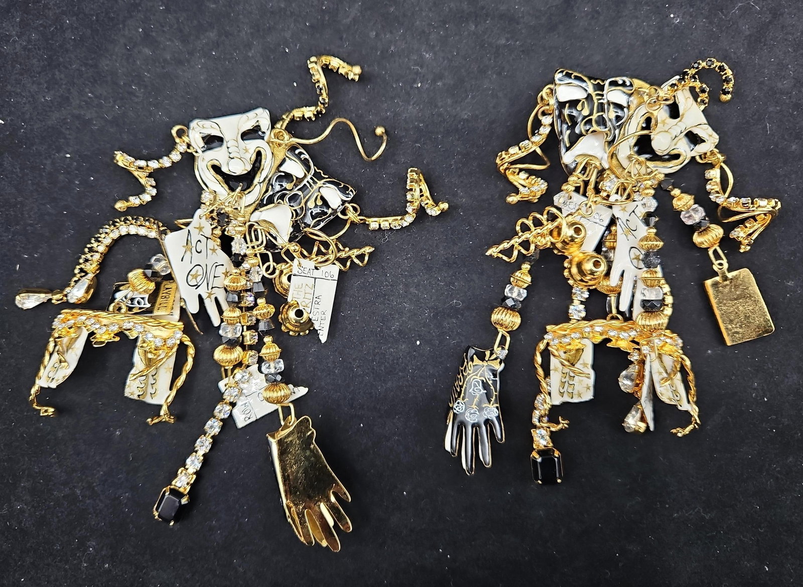 Oversized Mixed-Metal Theater Mask Charm Earrings (1 of 3)