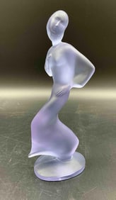 Lalique Frosted Purple Crystal Figurine of a Woman