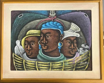 Marcel Allen - Portrait of Three Figures with Symbolic Elements