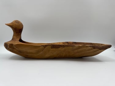 Hand-Carved Duck-Shaped Bowl