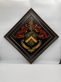 Hand-painted Heraldic Family Crest Plaque