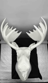 Glossy White Ceramic Moose Head Wall Mount