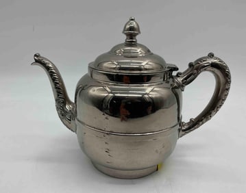 Vintage Silver-Plated Teapot with Ornate Handle and Spout