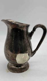Vintage Silver-Plated Water Pitcher with Scroll Handle