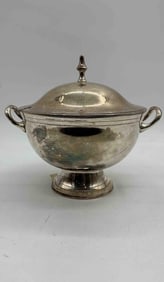 Vintage Silverplate Covered Sugar Bowl with Spoon Slot